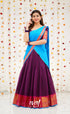 Padmaja Cotton Half Saree - Purple and Sky Blue Half Sarees