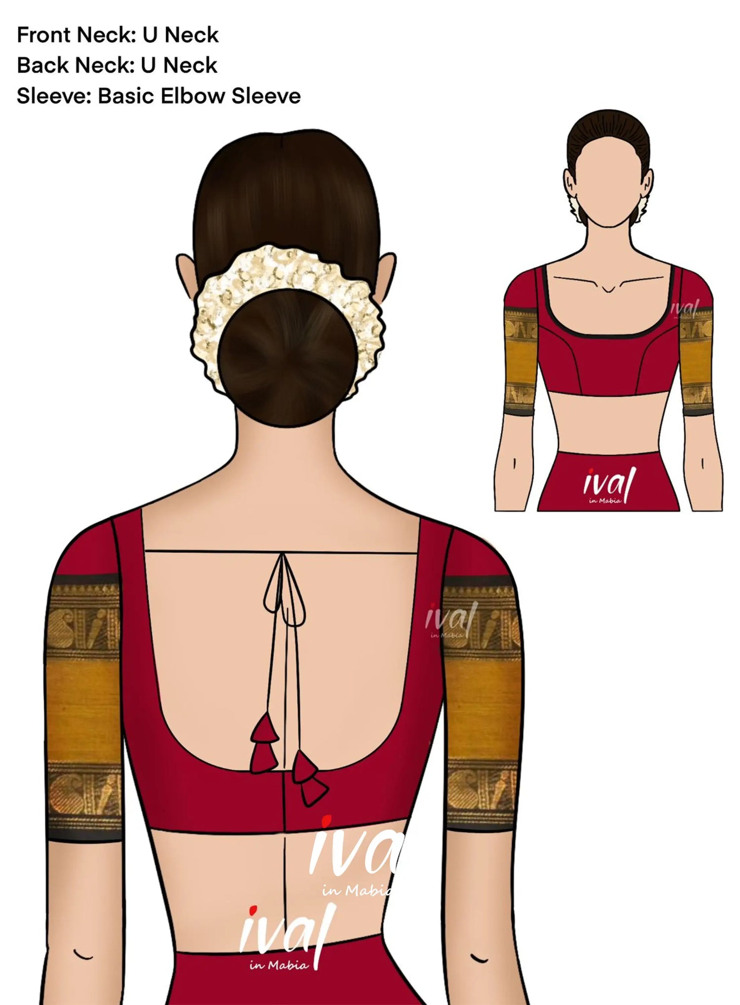 Padmaja Cotton Half Saree - Reddish maroon and Mustard yellow - Half Sarees