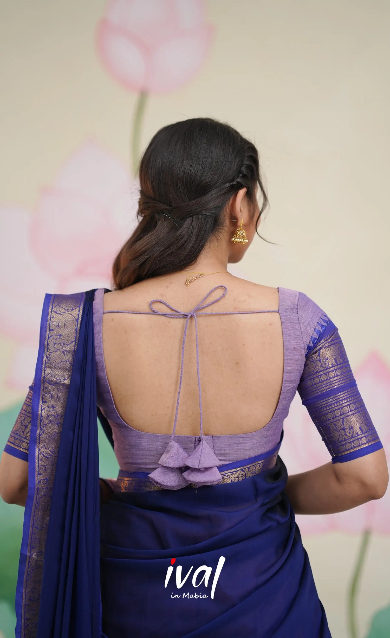 Padmaja Cotton Half Saree - Two-tone Lavender and Dark Blue - Half Sarees