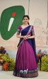 Padmaja Cotton Half Saree - Two-tone Magenta and Royal blue - Half Sarees