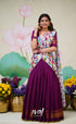 Padmaja Cotton Half Saree Violet and Offwhite Half Sarees