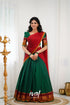 Padmaja Cotton Halfsaree - Green And Reddish Maroon Half Sarees