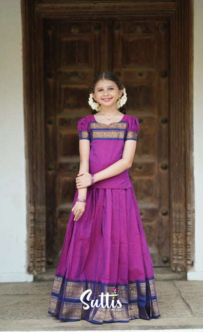 Padmaja Cotton Pavadai Sattai - Magenta Kids-Suttis