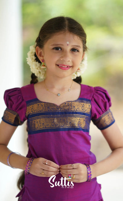 Padmaja Cotton Pavadai Sattai - Magenta Kids-Suttis