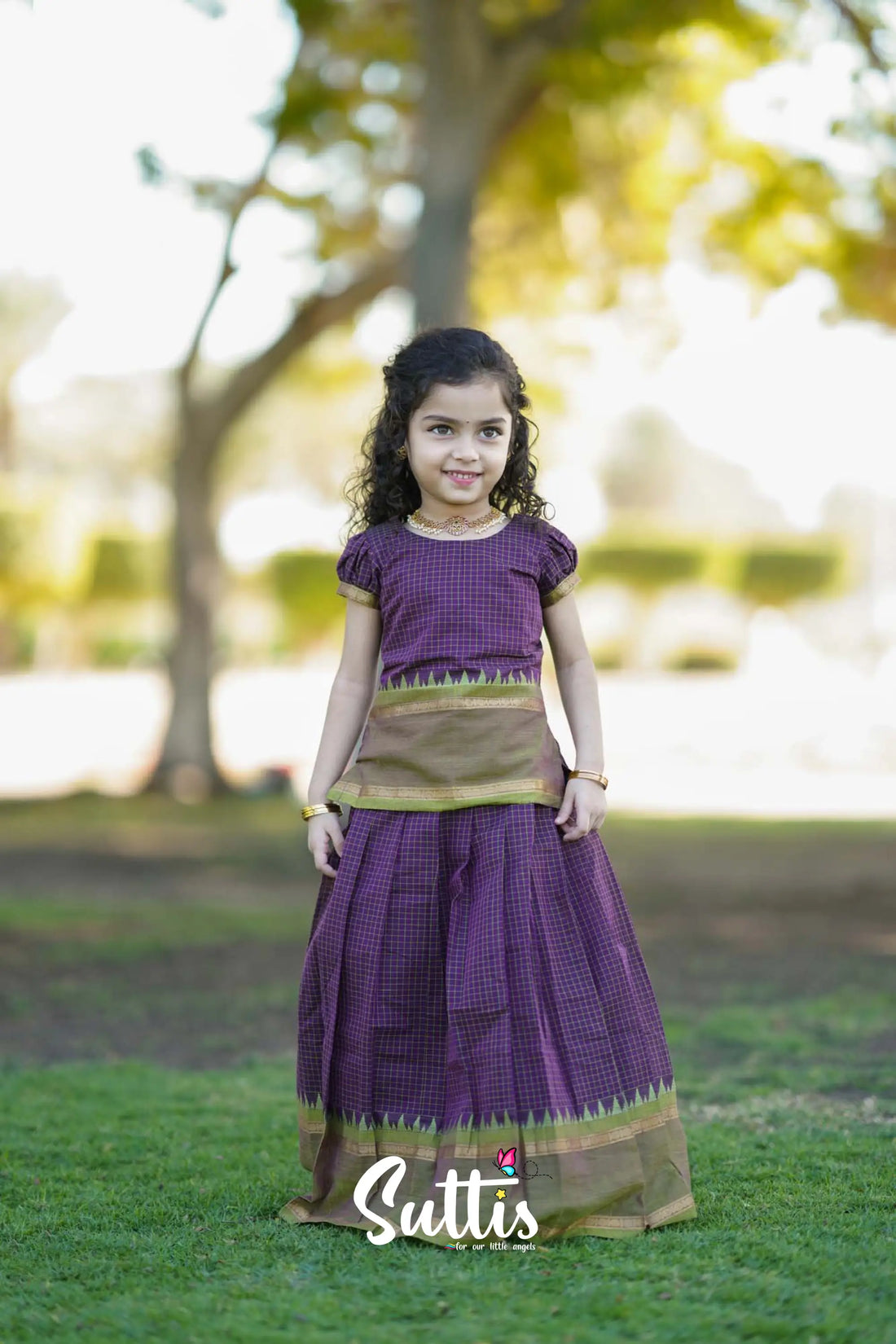 Padmaja - Dark Purple Pavadai Sattai Kids-Suttis