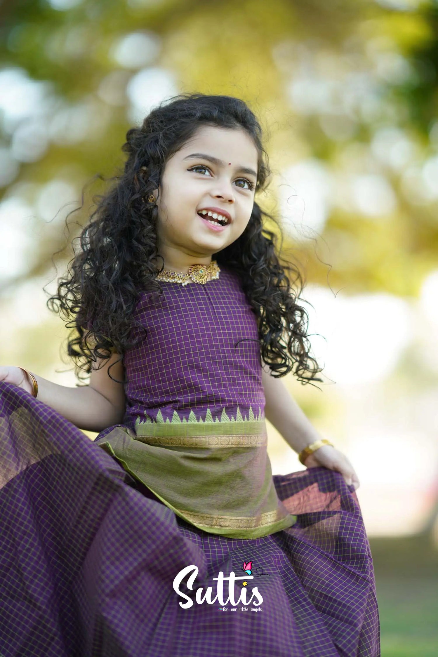 Padmaja - Dark Purple Pavadai Sattai Kids-Suttis