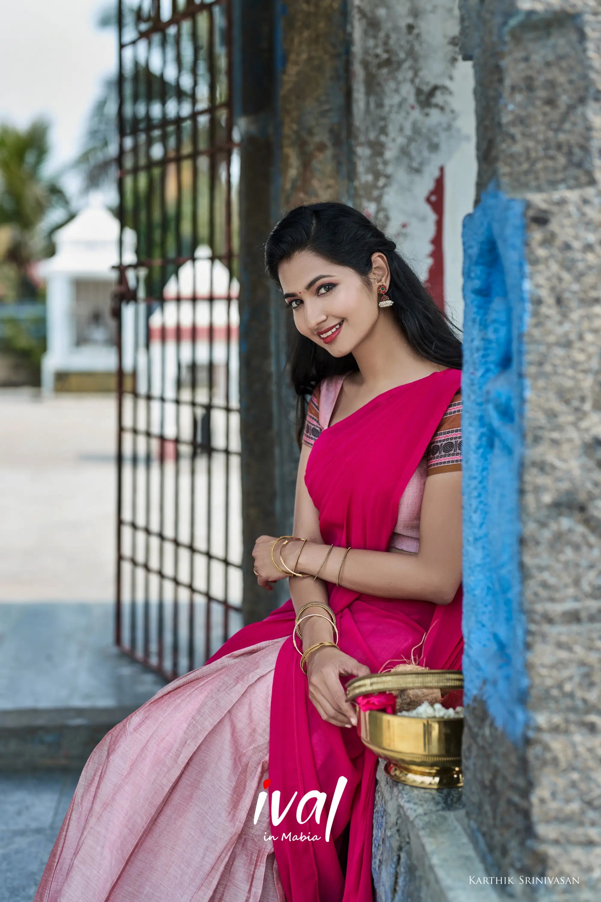 Padmaja - Dull Pink And Cotton Halfsaree Half Sarees