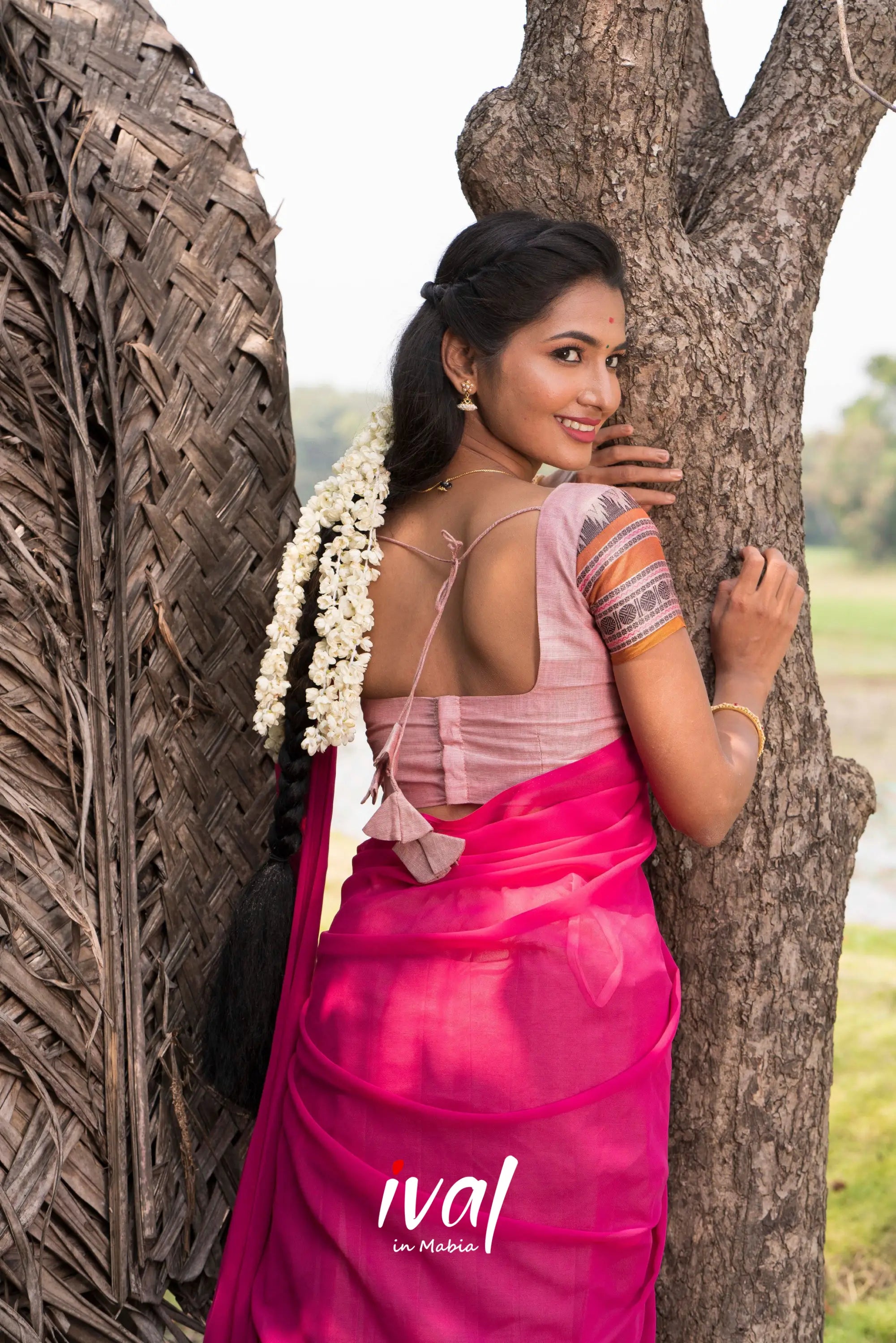 Padmaja - Dull Pink And Cotton Halfsaree Half Sarees