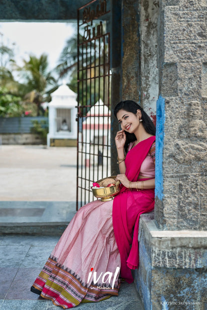 Padmaja - Dull Pink And Cotton Halfsaree Half Sarees