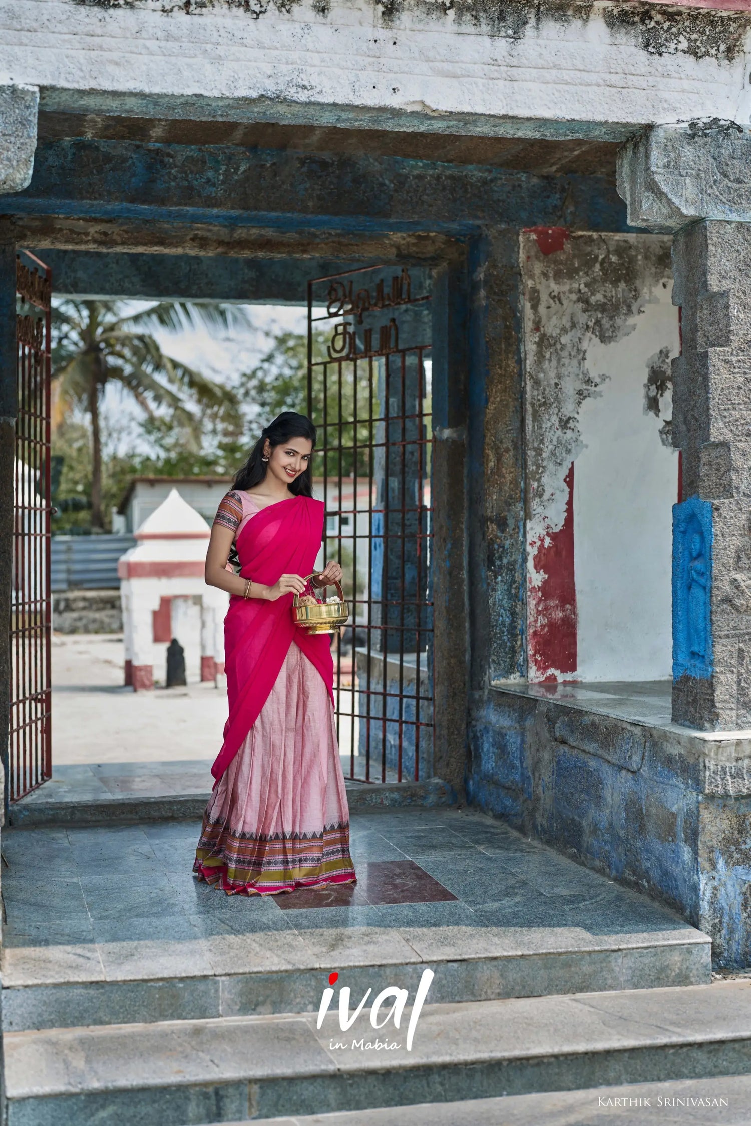 Padmaja - Dull Pink And Cotton Halfsaree Half Sarees