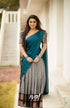 Padmaja - Grey And Dark Peacock Blue Cotton Half Saree Sarees