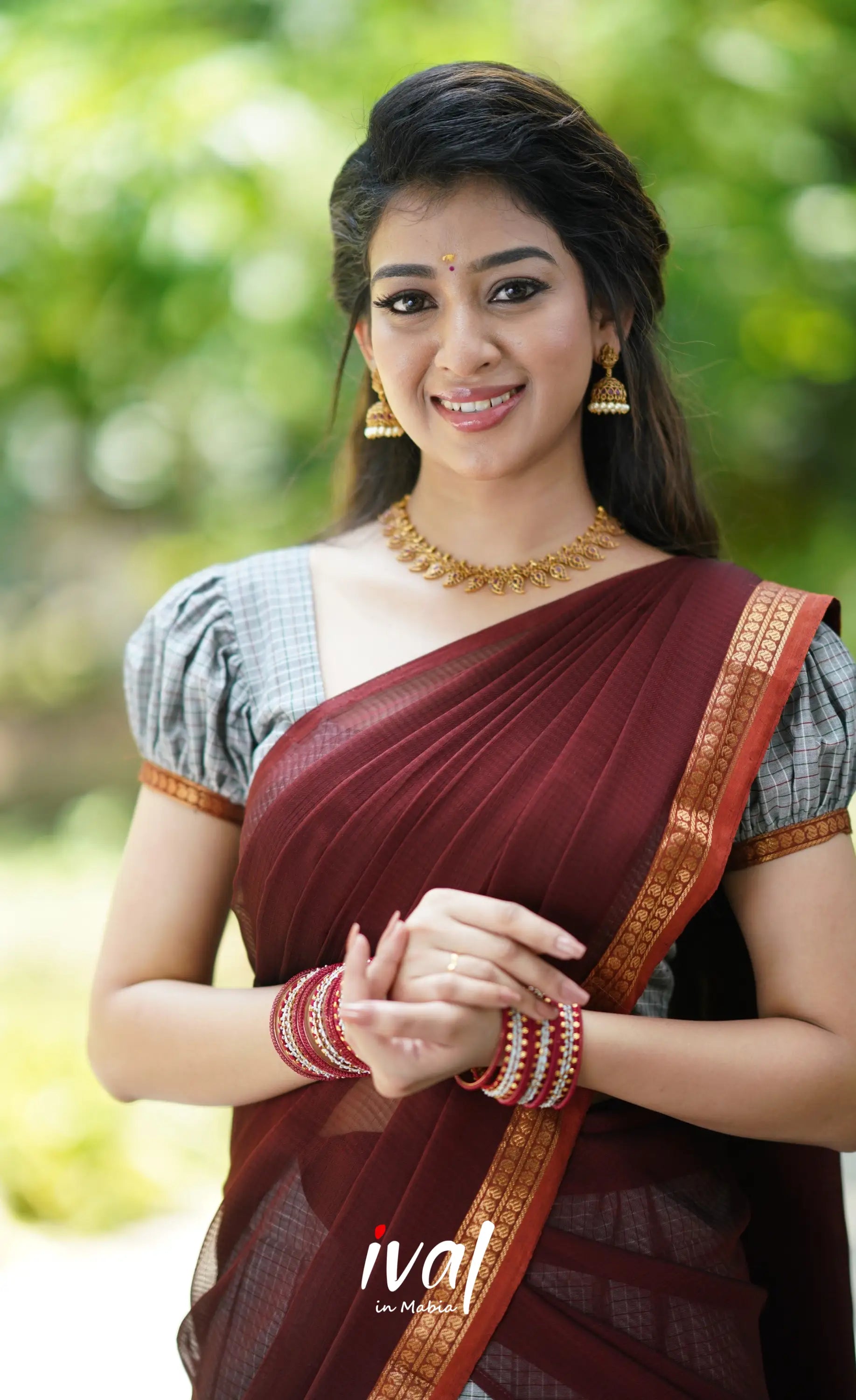 Padmaja- Grey And Maroon Cotton Halfsaree Half Sarees