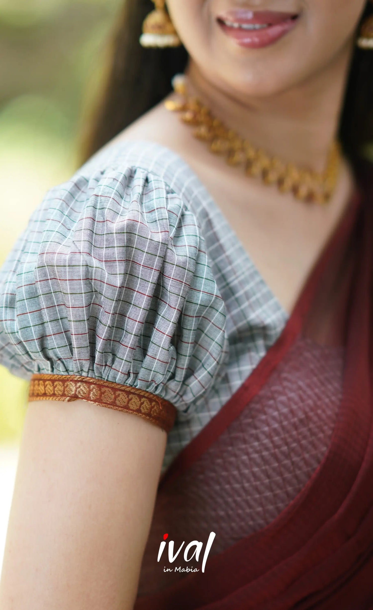 Padmaja- Grey And Maroon Cotton Halfsaree Half Sarees