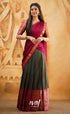 Padmaja - Manthalir Green And Reddish Maroon Cotton Halfsaree Half Sarees