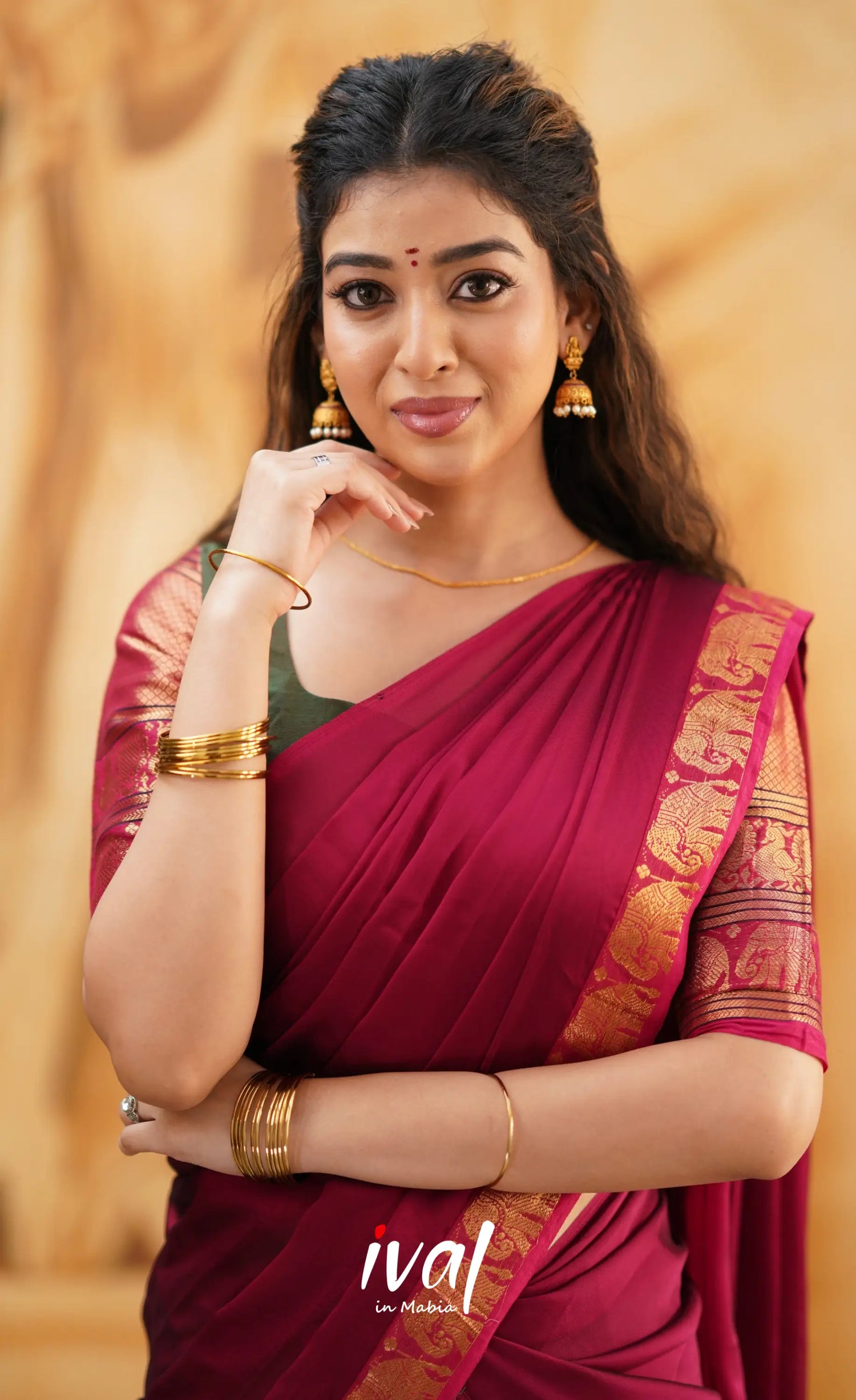 Padmaja - Manthalir Green And Reddish Maroon Cotton Halfsaree Half Sarees