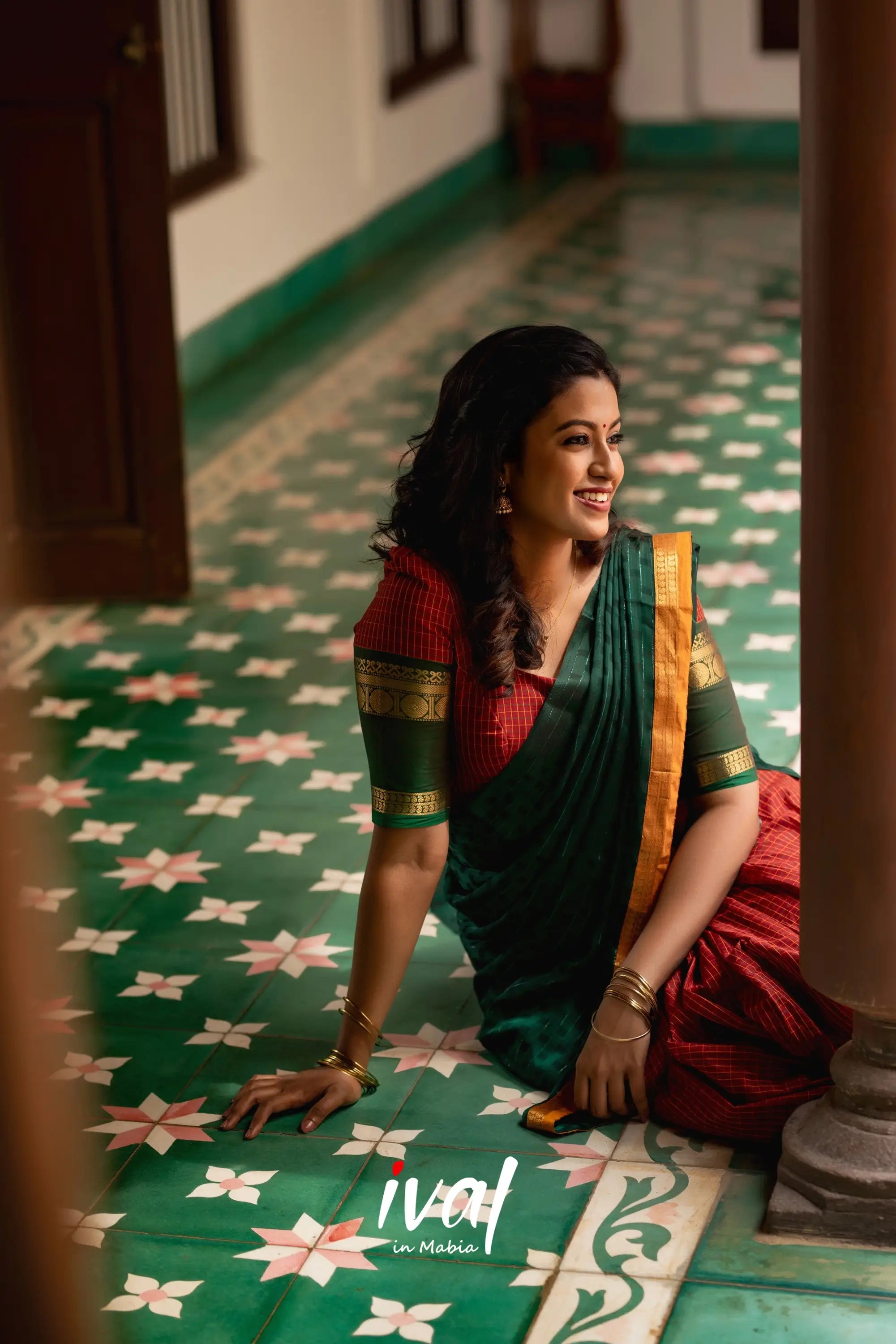 Padmaja - Maroon And Dark Green Cotton Halfsaree Half Sarees