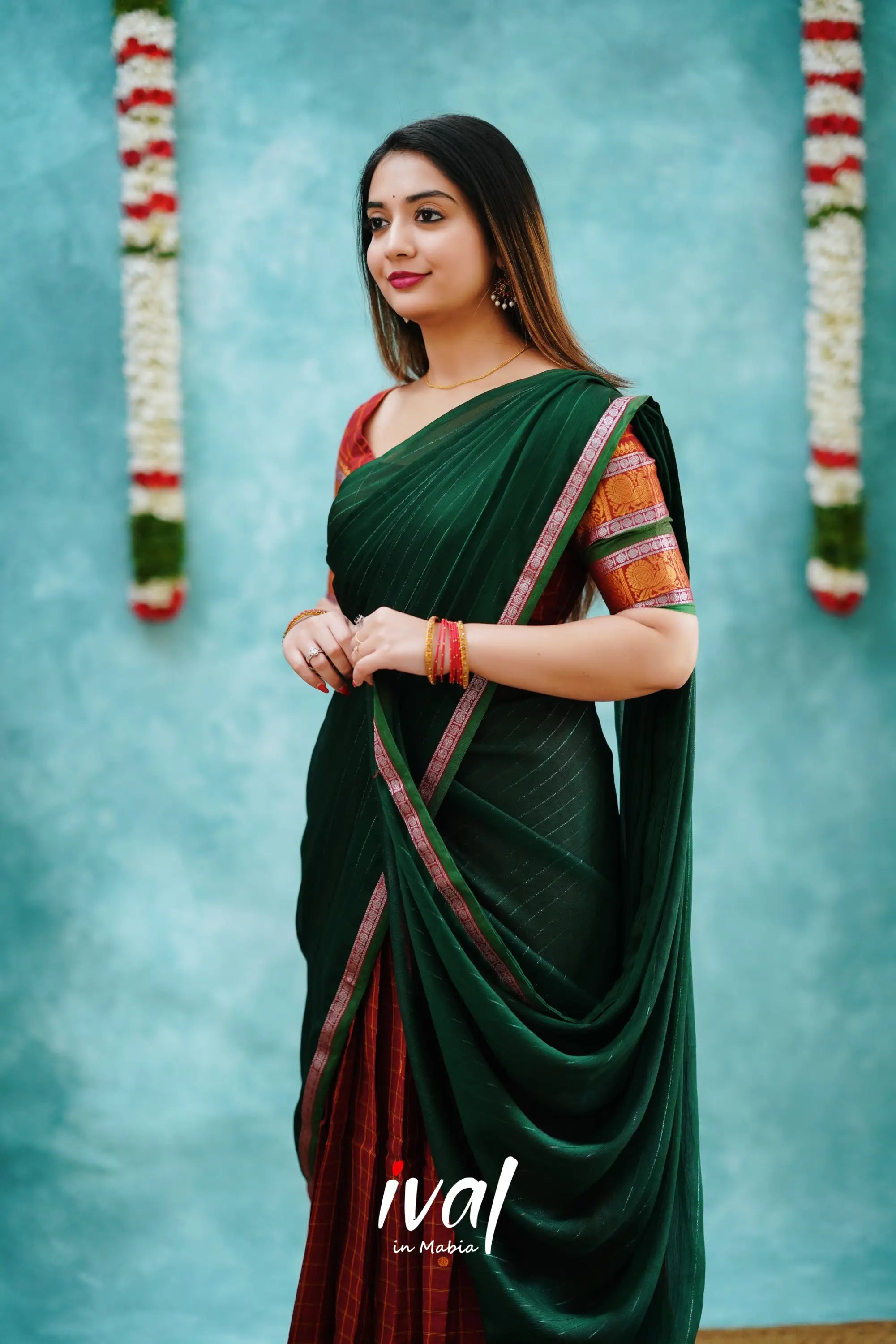 Padmaja - Maroon And Mustard Cotton Halfsaree Half Sarees