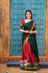 Padmaja - Maroonish Red And Bottle Green Cotton Halfsaree Half Sarees