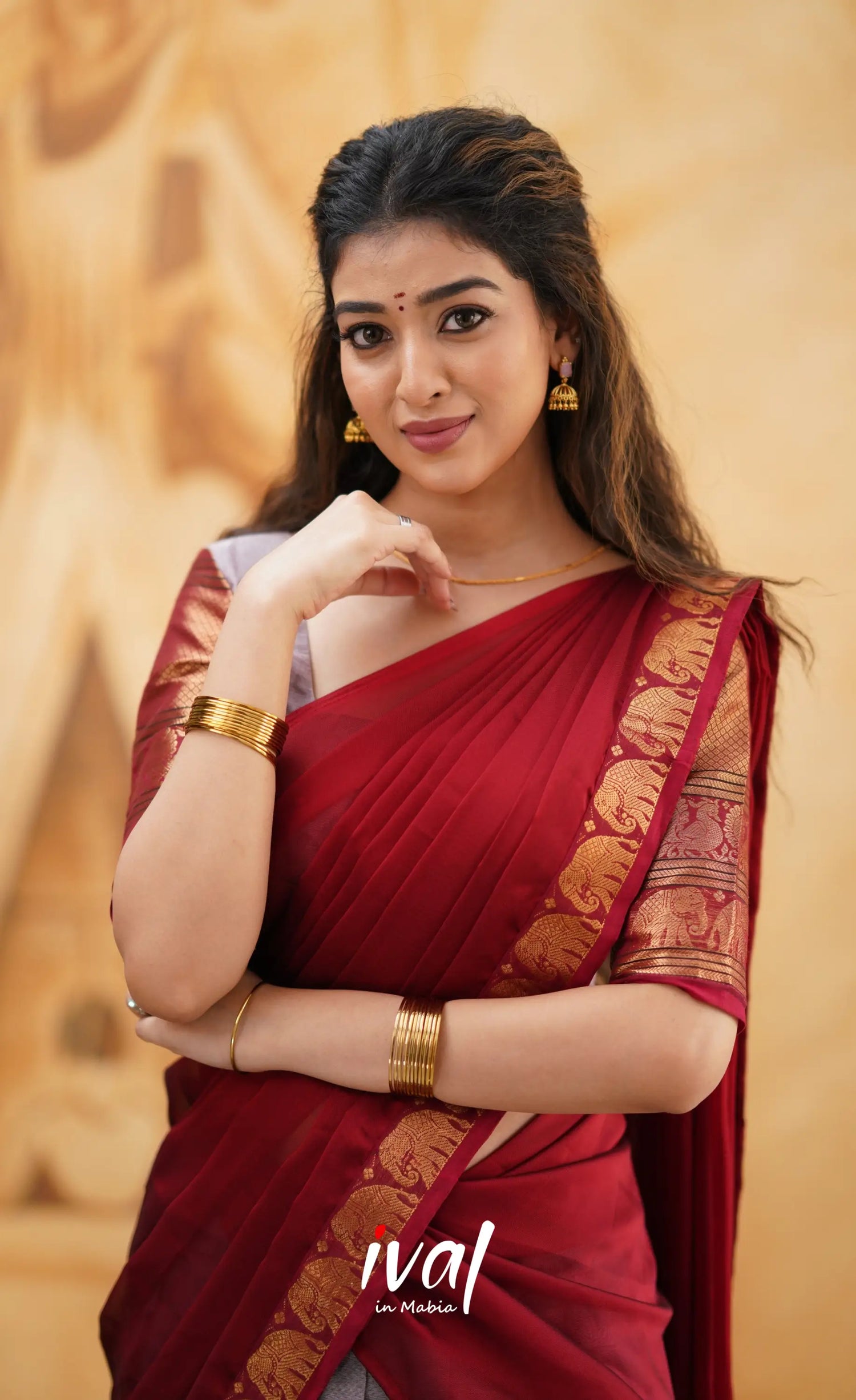 Padmaja - Mauve And Red Cotton Halfsaree Half Sarees