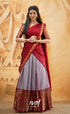 Padmaja - Mauve And Red Cotton Halfsaree Half Sarees