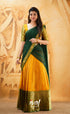 Padmaja - Mustard Yellow And Dark Green Cotton Halfsaree Half Sarees