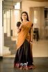 Padmaja - Navy Blue And Mustard Cotton Half Saree Sarees