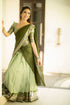 Padmaja - Olive Green And Pistah Cotton Half Saree Sarees