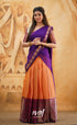 Padmaja - Orange And Purple Cotton Halfsaree