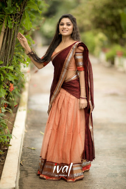 Padmaja - Pale Brown And Cotton Halfsaree Half Sarees