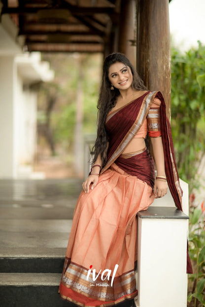 Padmaja - Pale Brown And Cotton Halfsaree Half Sarees