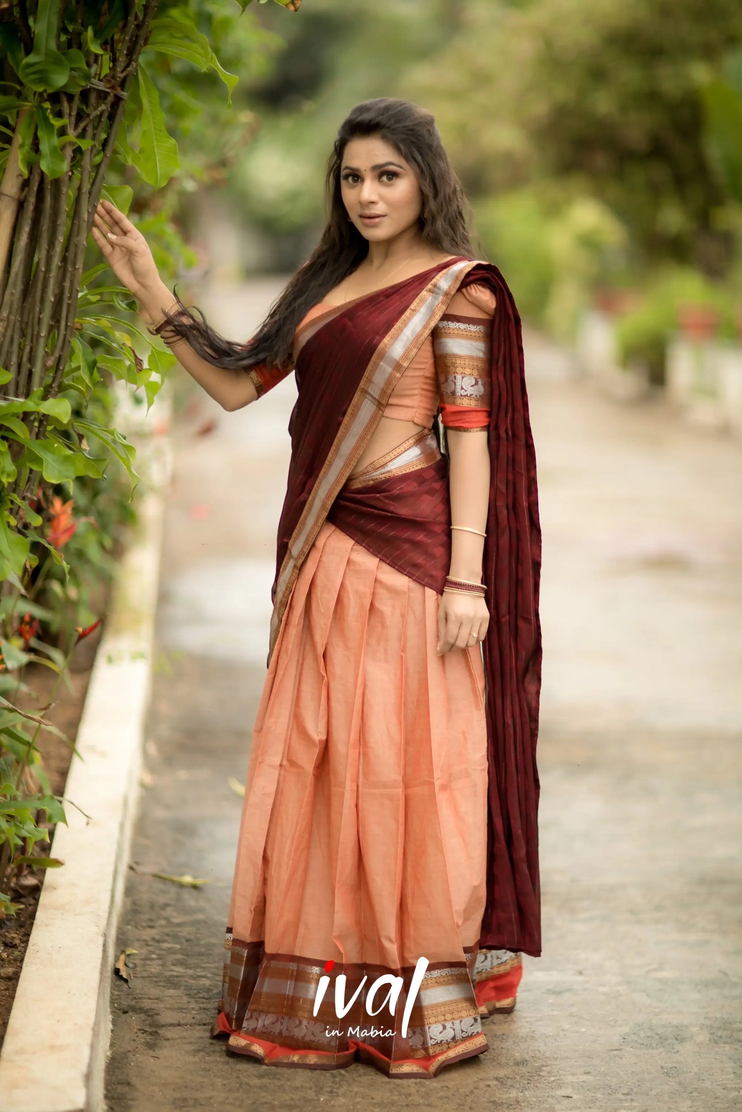 Padmaja - Pale Brown And Cotton Halfsaree Half Sarees