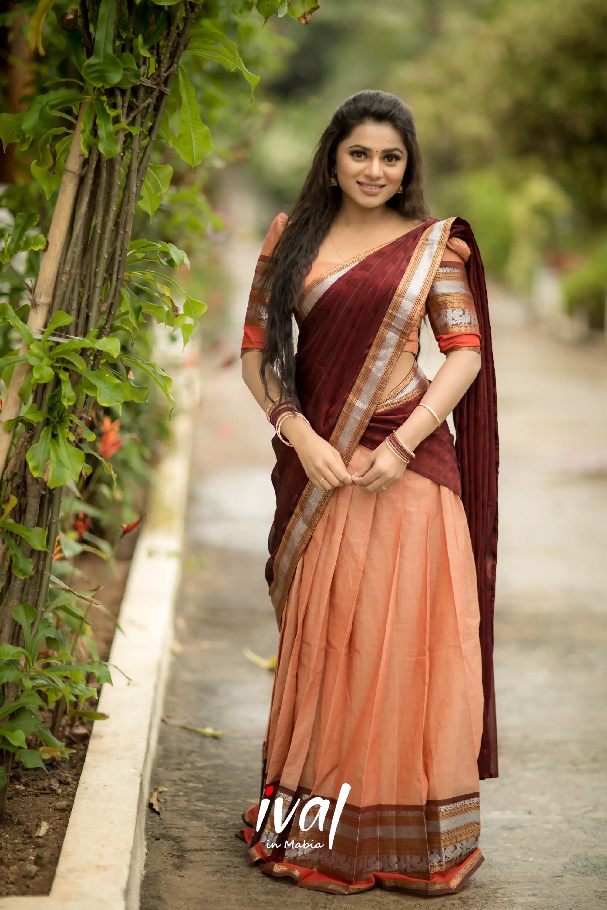 Padmaja - Pale Brown And Cotton Halfsaree Half Sarees