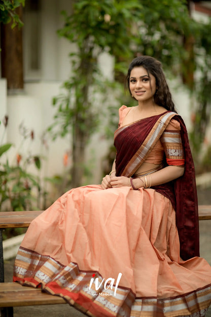 Padmaja - Pale Brown And Cotton Halfsaree Half Sarees