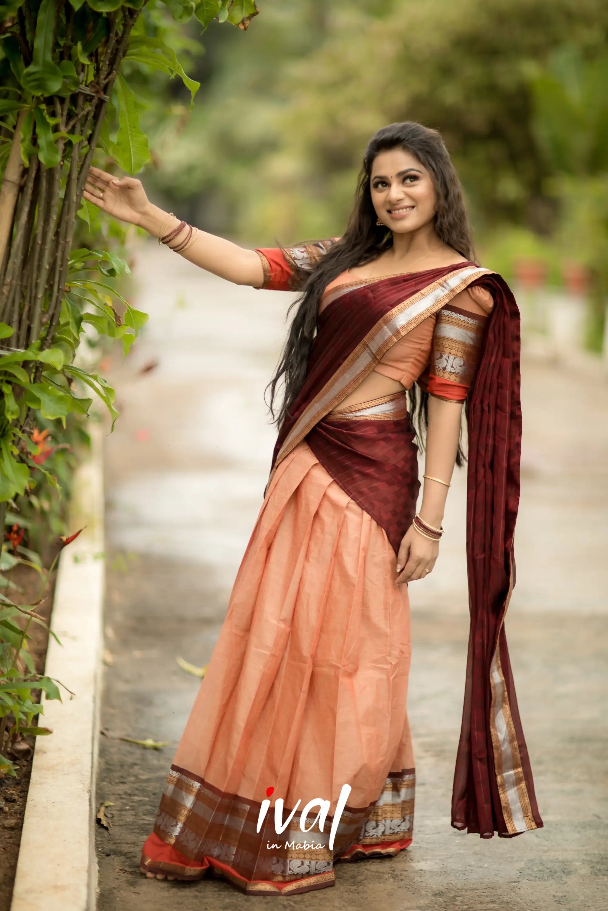 Padmaja - Pale Brown And Cotton Halfsaree Half Sarees