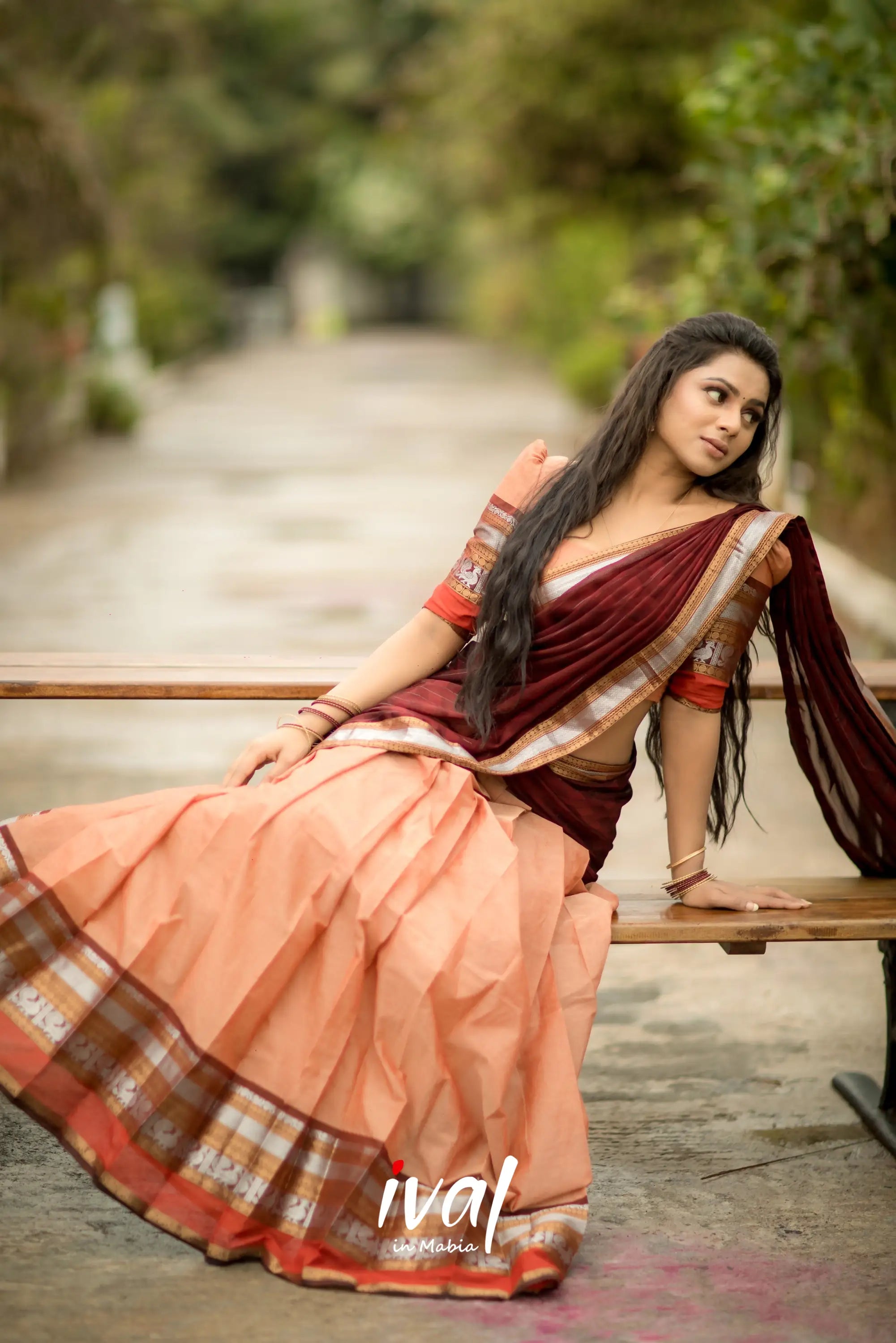 Padmaja - Pale Brown And Cotton Halfsaree Half Sarees