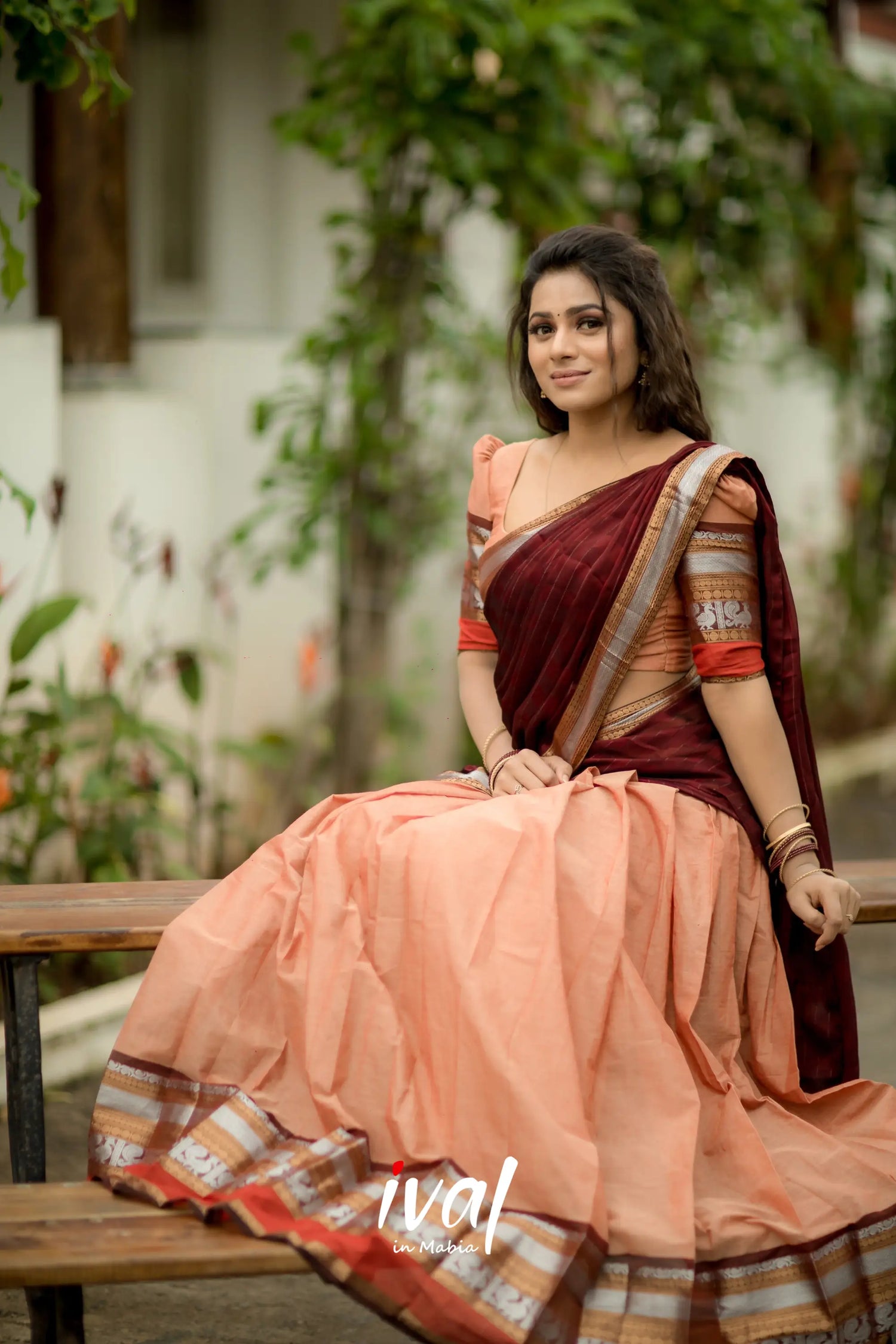 Padmaja - Pale Brown And Cotton Halfsaree Half Sarees