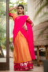 Padmaja - Pink And Light Orange Cotton Half Saree Sarees