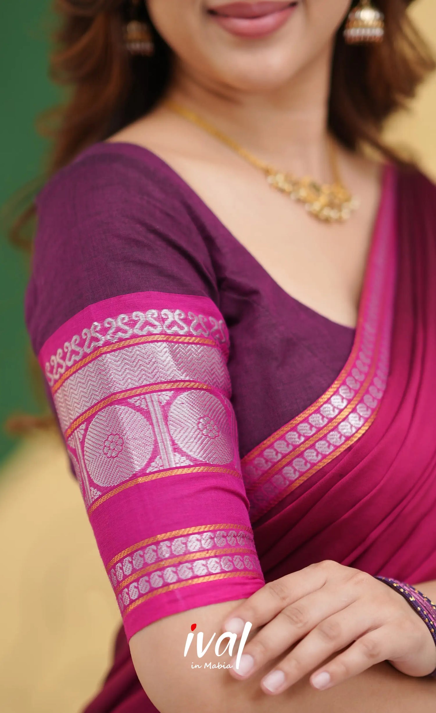 Padmaja - Purple and Pink Handloom Cotton Halfsaree - Half Sarees