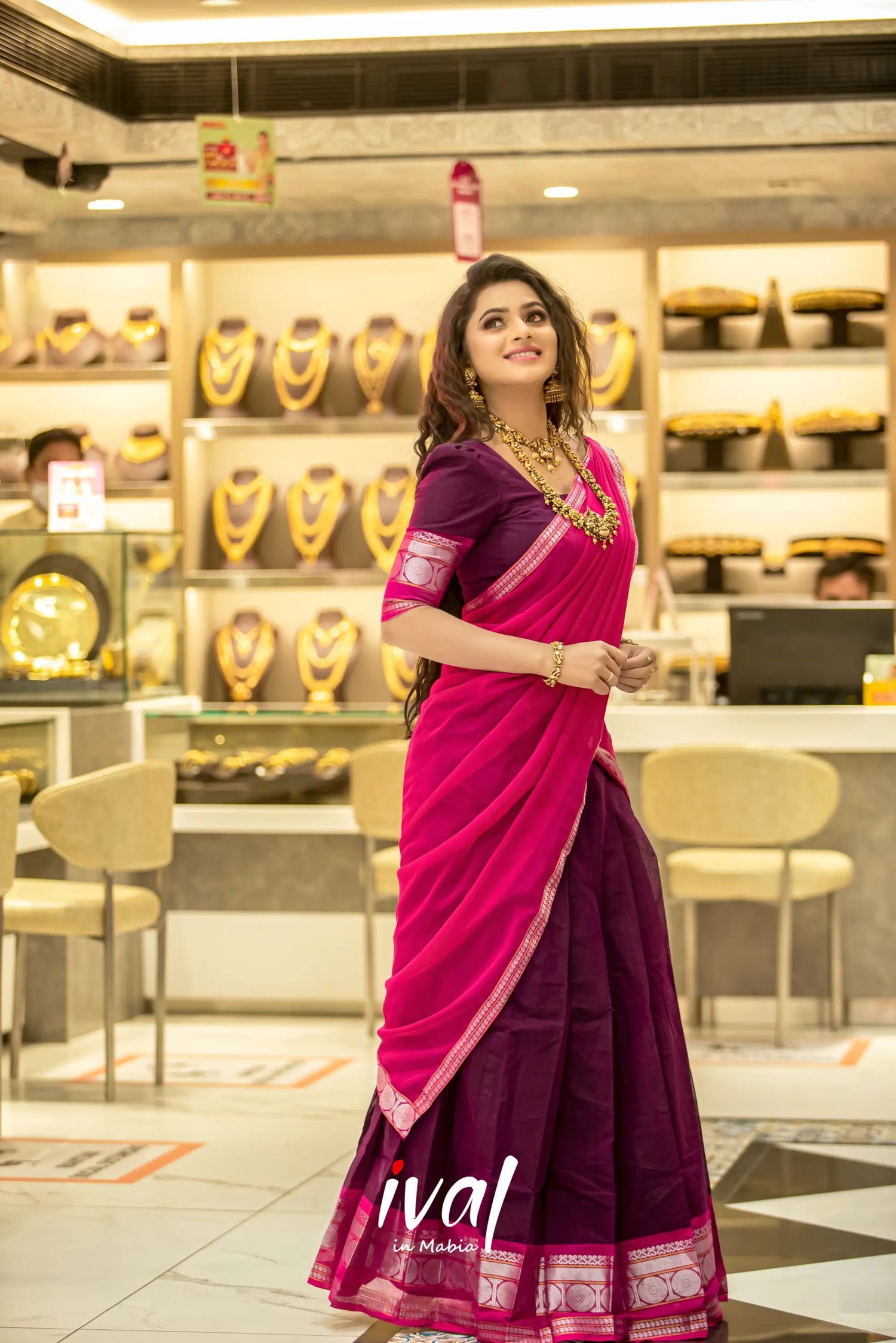 Padmaja - Purple And Pink Handloom Cotton Halfsaree Half Sarees