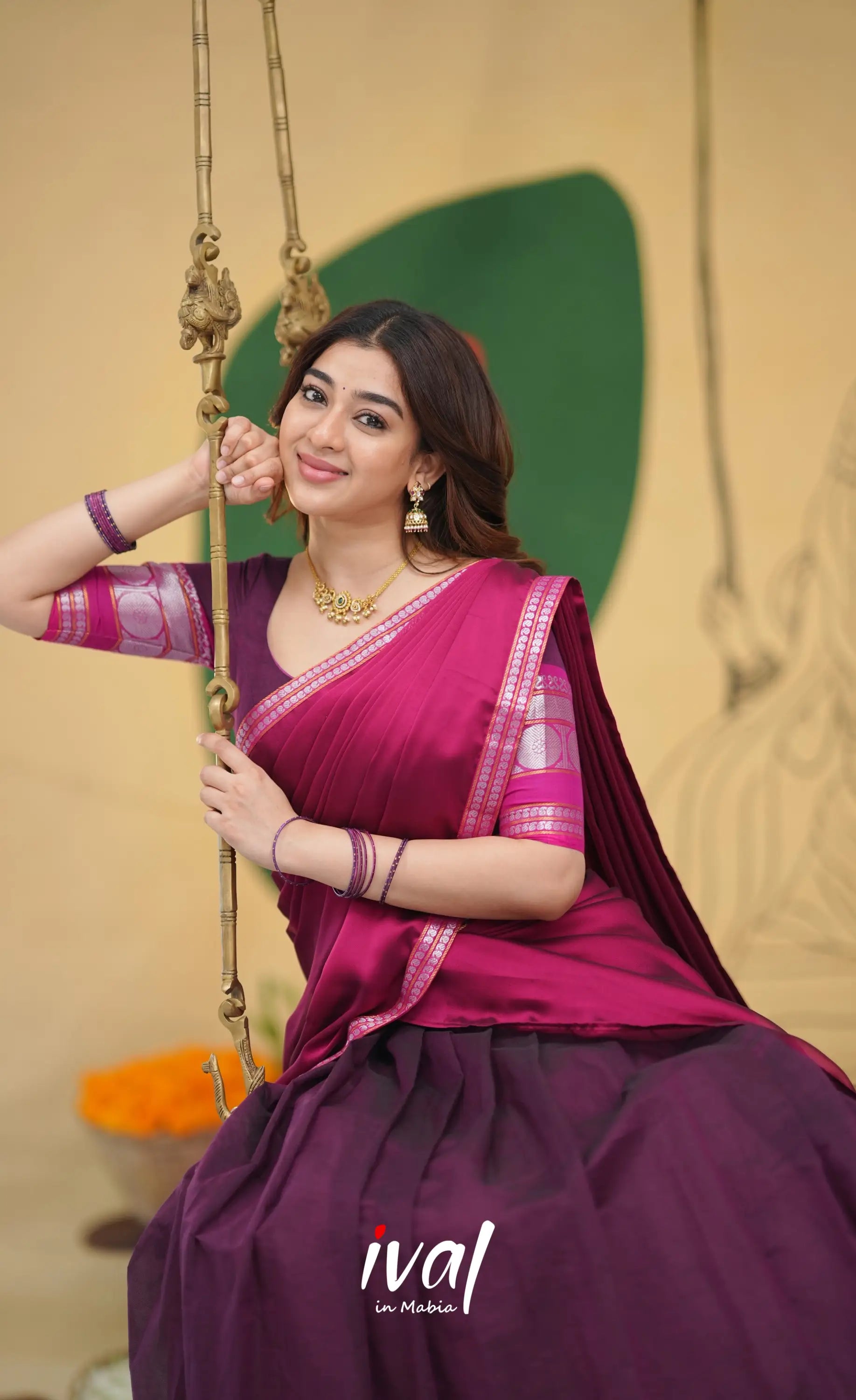 Padmaja - Purple and Pink Handloom Cotton Halfsaree - Half Sarees