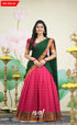 Padmaja - Red and Bottle Green Cotton Halfsaree - Half Sarees