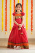 Padmaja - Red And Orange Handloom Cotton Pavadai Sattai Kids-Suttis