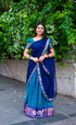 Padmaja - Teal Blue Shade And Navy Tone Cotton Halfsaree Half Sarees