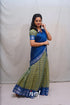 Padmaja - Two Tone Green And Cerulean Blue Cotton Halfsaree Half Sarees