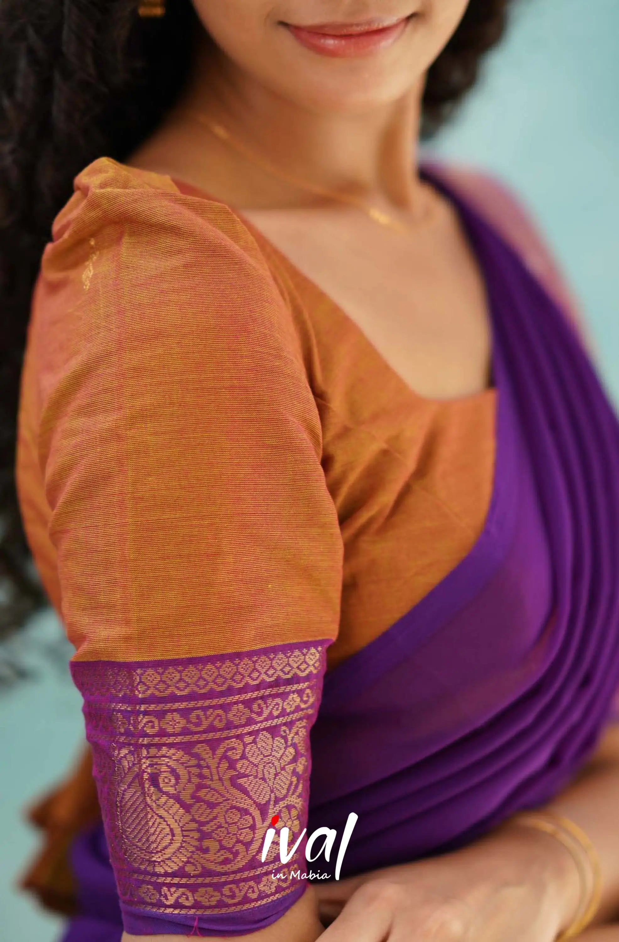 Padmaja - Two Tone Orange And Purple Cotton Halfsaree Half Sarees