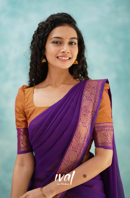 Padmaja - Two Tone Orange And Purple Cotton Halfsaree Half Sarees