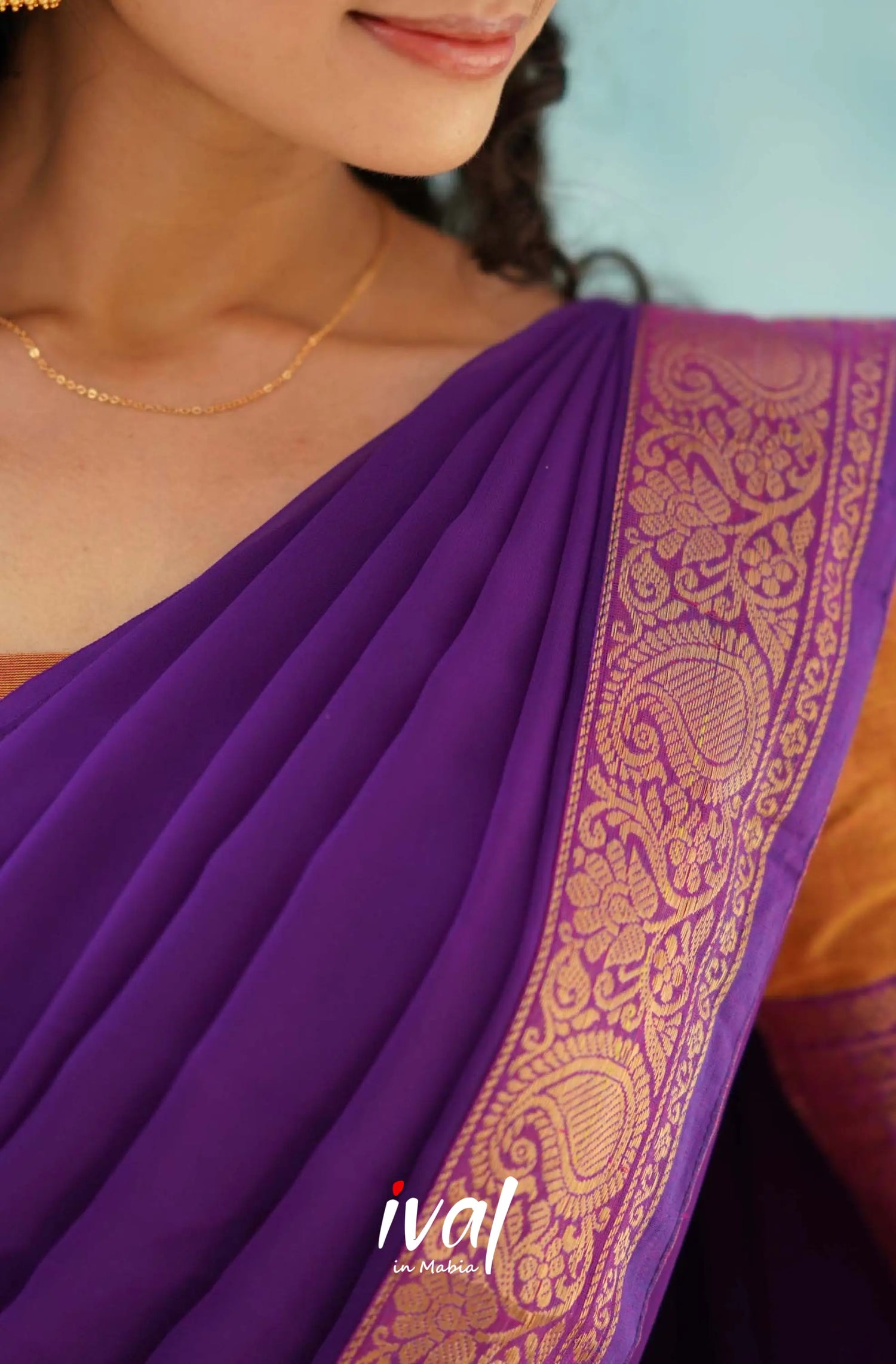 Padmaja - Two Tone Orange And Purple Cotton Halfsaree Half Sarees