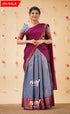 Padmakshi Ash and Magenta Blended Silk Halfsaree - Half Sarees