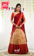 Padmakshi Blended Silk Half Saree - Golden Beiga And Reddish Maroon Sarees