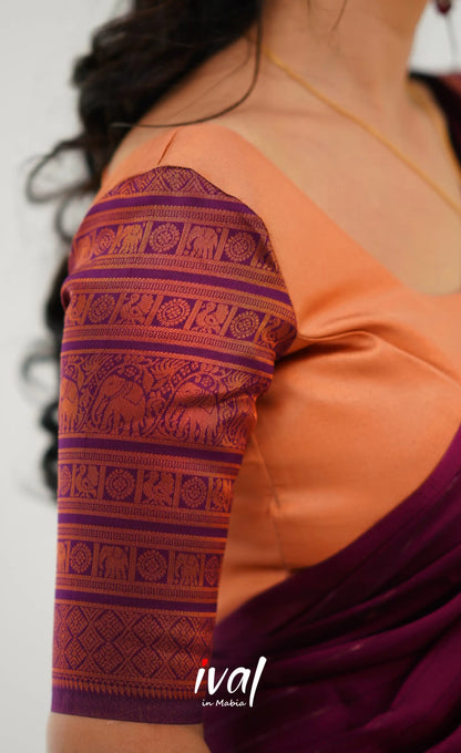 Padmakshi Blended Silk Half Saree - Pinkish Orange And Magenta Sarees